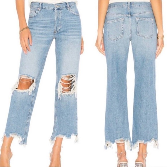 We The Free FREE PEOPLE Wide Leg Frayed Maggie Jeans - Picture 1 of 5